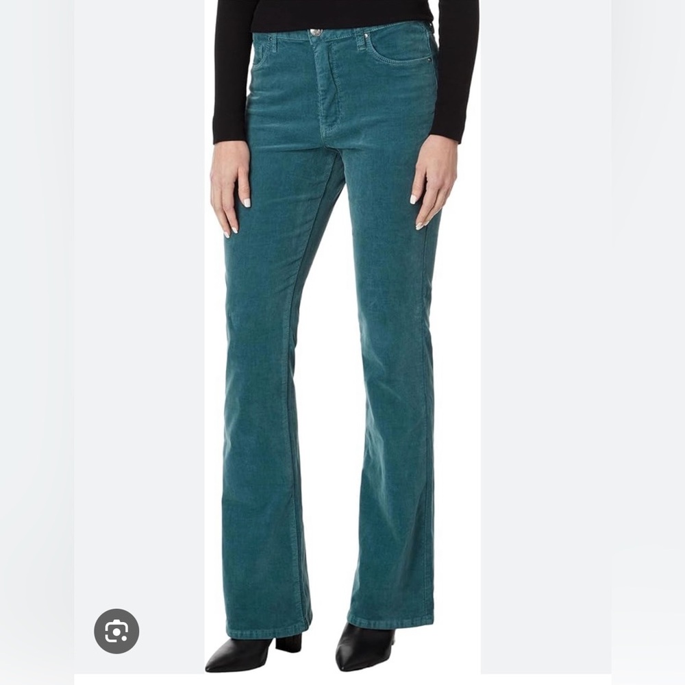 Kut from the Kloth Lagoon Teal Ana High Rise Flare Corduroy Pants